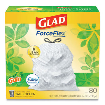 Glad® Odorshield Tall Kitchen Drawstring Bags, 13 Gal, 0.95 Mil, 24" X 27.38", White, 240-carton freeshipping - TVN Wholesale